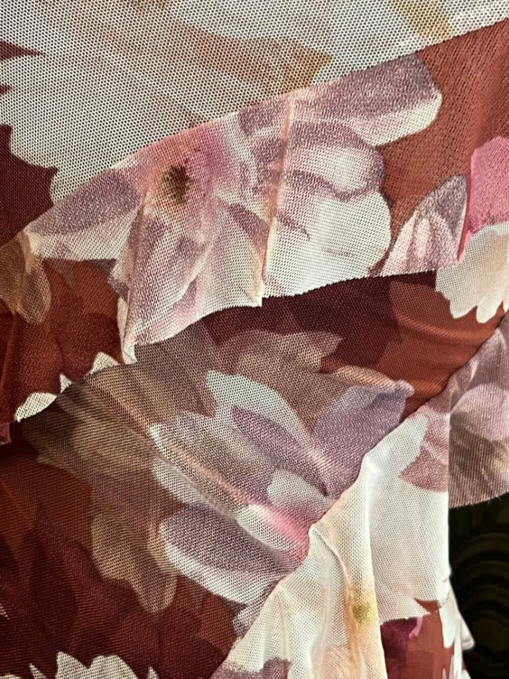 Paris Hilton floral ruffle strapless dress